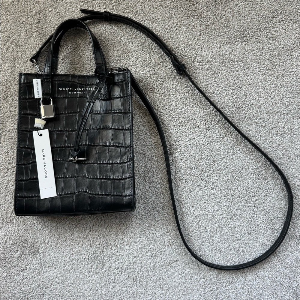Marc Jacobs Mini Black Croc Embossed Tote